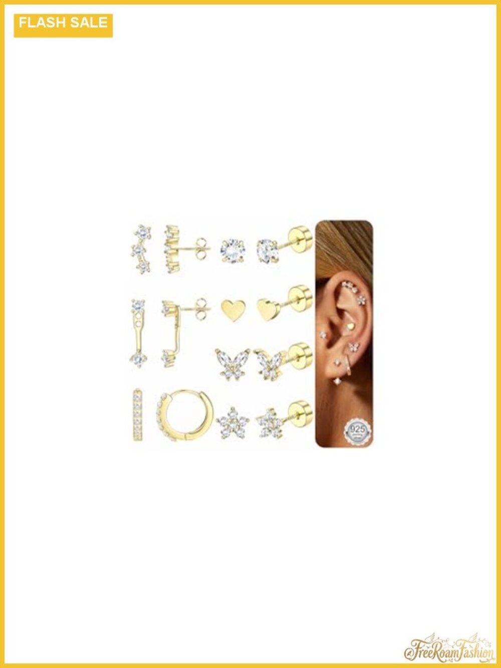 LOLIAS Flat Back Earrings for Women Sensitive Ears 925 Sterling Silver